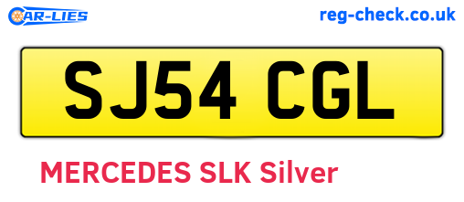 SJ54CGL are the vehicle registration plates.