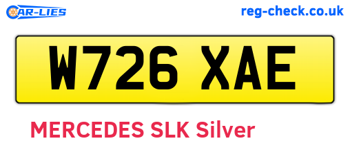 W726XAE are the vehicle registration plates.