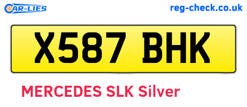 X587BHK are the vehicle registration plates.