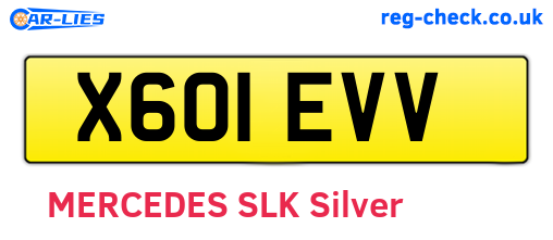 X601EVV are the vehicle registration plates.