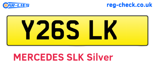 Y26SLK are the vehicle registration plates.