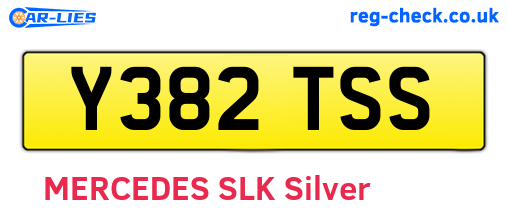 Y382TSS are the vehicle registration plates.