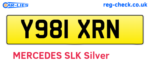 Y981XRN are the vehicle registration plates.
