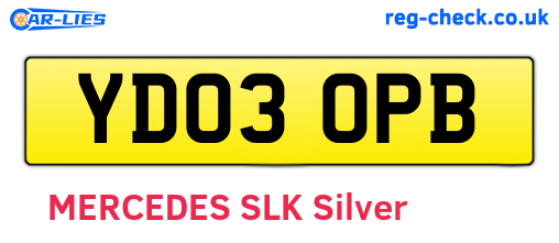YD03OPB are the vehicle registration plates.