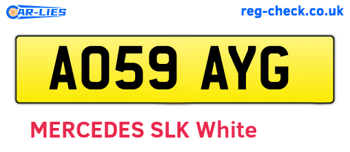 AO59AYG are the vehicle registration plates.