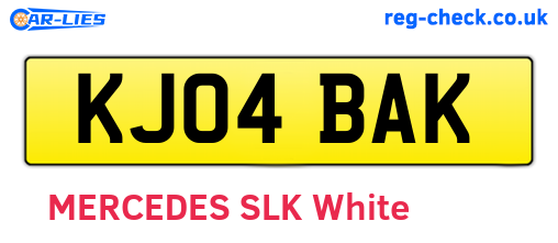 KJ04BAK are the vehicle registration plates.