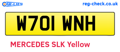 W701WNH are the vehicle registration plates.