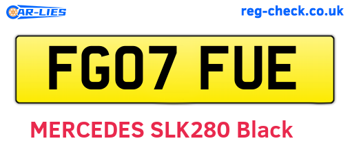 FG07FUE are the vehicle registration plates.