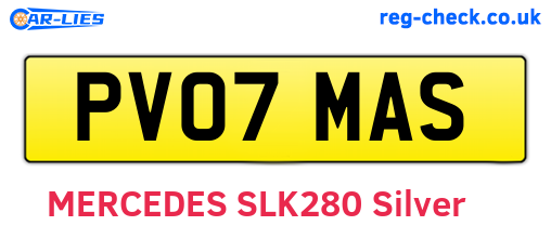 PV07MAS are the vehicle registration plates.