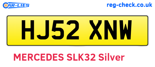 HJ52XNW are the vehicle registration plates.