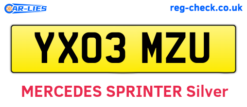 YX03MZU are the vehicle registration plates.