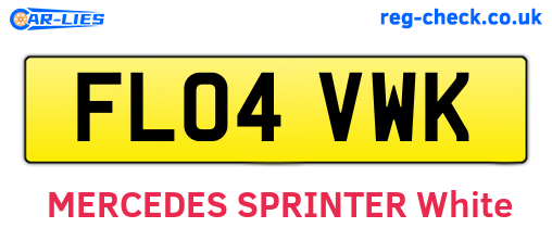FL04VWK are the vehicle registration plates.