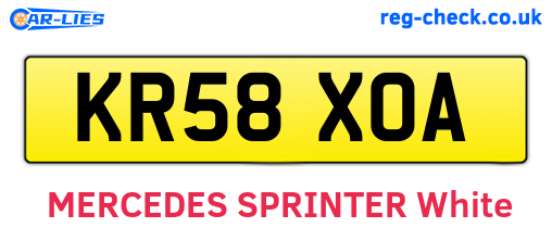 KR58XOA are the vehicle registration plates.