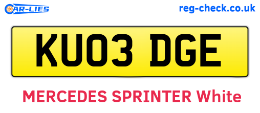 KU03DGE are the vehicle registration plates.