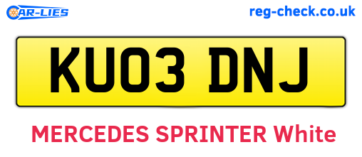 KU03DNJ are the vehicle registration plates.