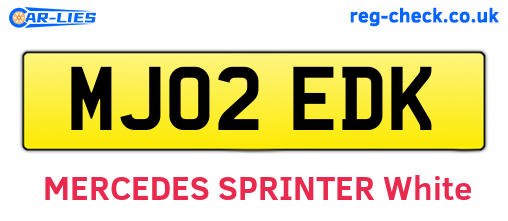 MJ02EDK are the vehicle registration plates.