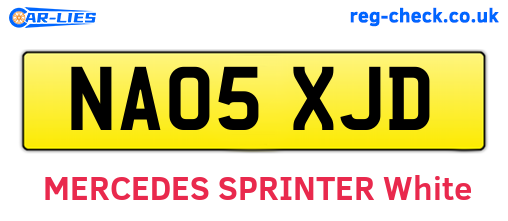 NA05XJD are the vehicle registration plates.
