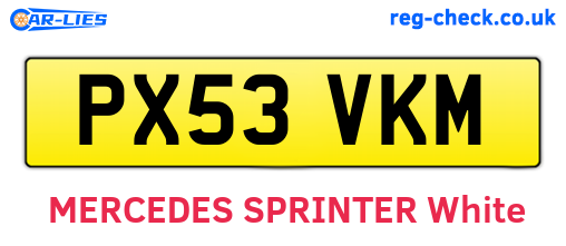 PX53VKM are the vehicle registration plates.