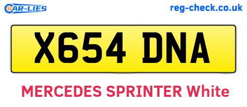 X654DNA are the vehicle registration plates.