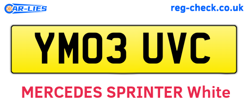 YM03UVC are the vehicle registration plates.