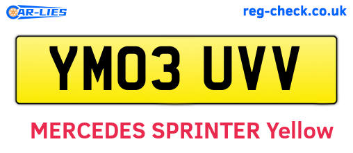 YM03UVV are the vehicle registration plates.
