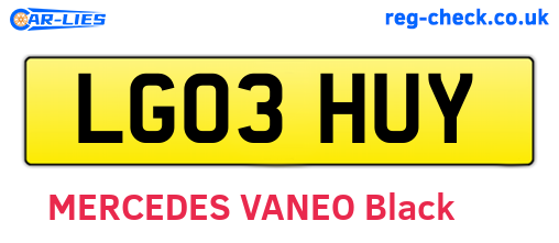 LG03HUY are the vehicle registration plates.