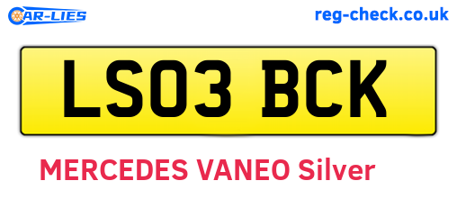 LS03BCK are the vehicle registration plates.