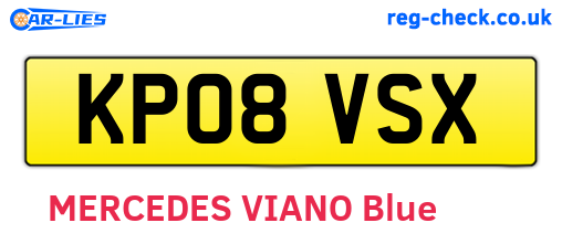 KP08VSX are the vehicle registration plates.