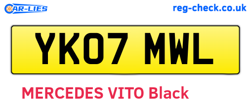 YK07MWL are the vehicle registration plates.