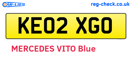 KE02XGO are the vehicle registration plates.