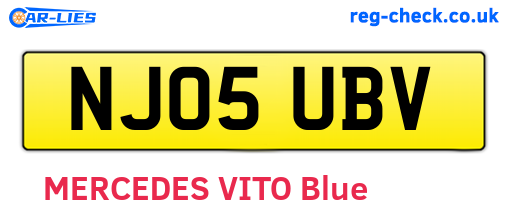 NJ05UBV are the vehicle registration plates.