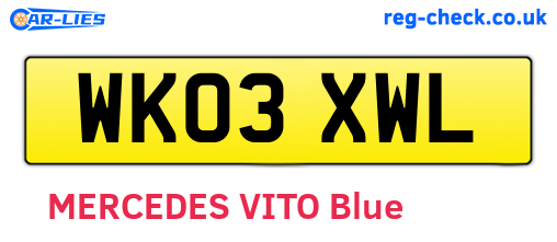 WK03XWL are the vehicle registration plates.