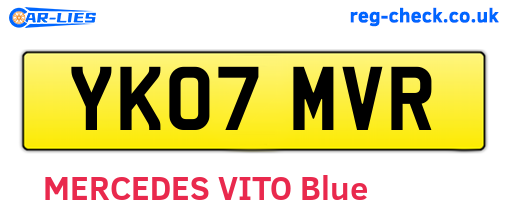 YK07MVR are the vehicle registration plates.