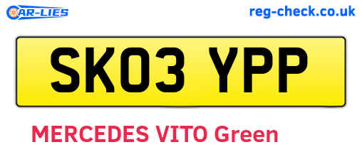 SK03YPP are the vehicle registration plates.