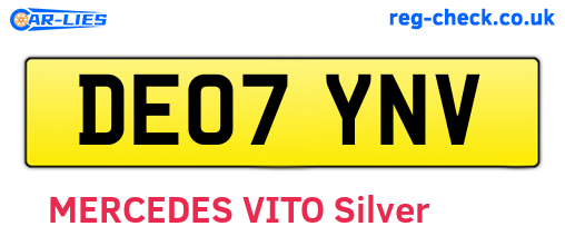 DE07YNV are the vehicle registration plates.