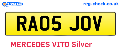 RA05JOV are the vehicle registration plates.