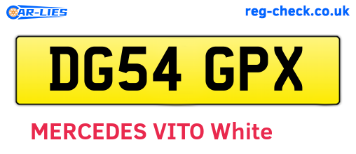 DG54GPX are the vehicle registration plates.