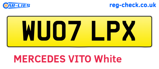 WU07LPX are the vehicle registration plates.