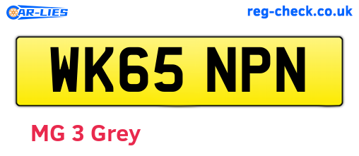 WK65NPN are the vehicle registration plates.