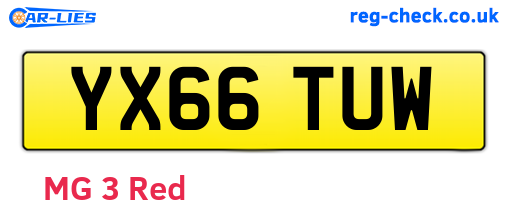 YX66TUW are the vehicle registration plates.