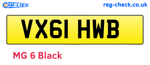 VX61HWB are the vehicle registration plates.