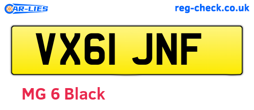 VX61JNF are the vehicle registration plates.