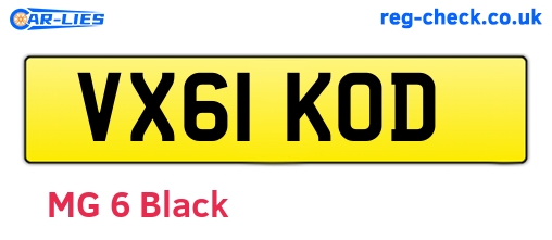 VX61KOD are the vehicle registration plates.