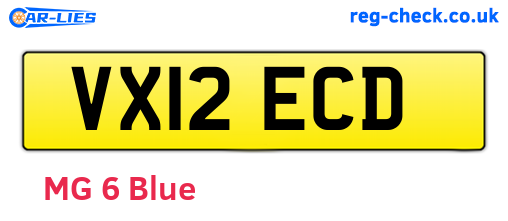 VX12ECD are the vehicle registration plates.