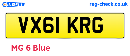 VX61KRG are the vehicle registration plates.