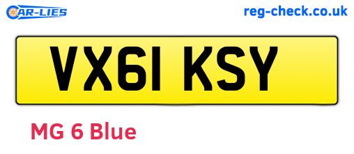 VX61KSY are the vehicle registration plates.