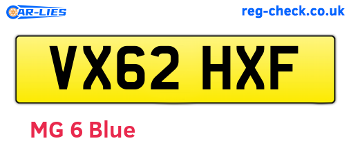 VX62HXF are the vehicle registration plates.