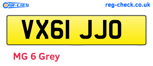 VX61JJO are the vehicle registration plates.