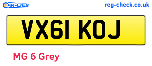 VX61KOJ are the vehicle registration plates.
