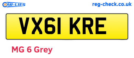 VX61KRE are the vehicle registration plates.